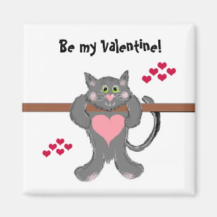Valentine Cat mit Herz Magnet