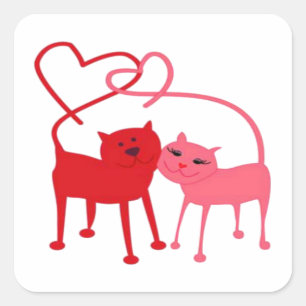 Valentine Cats Quadratischer Aufkleber