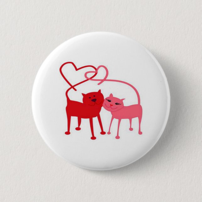 Valentine Cats Round Button (Vorderseite)