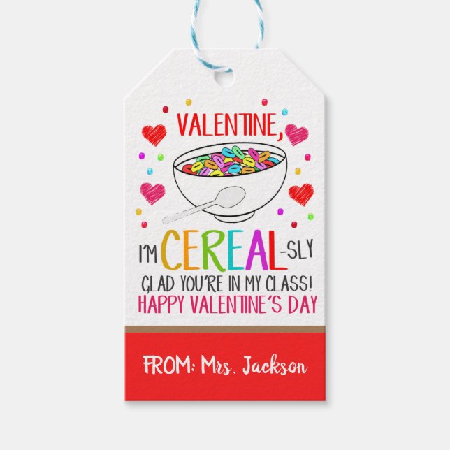 Valentine Cereal Gift Tag Geschenkanhänger (Vorderseite)