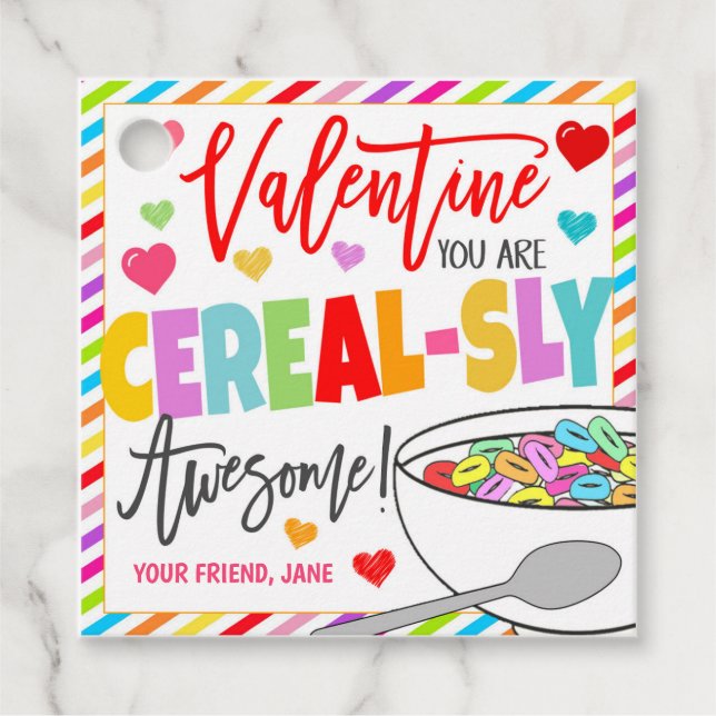 Valentine Cereal Gift Tags Geschenkanhänger (Vorderseite)