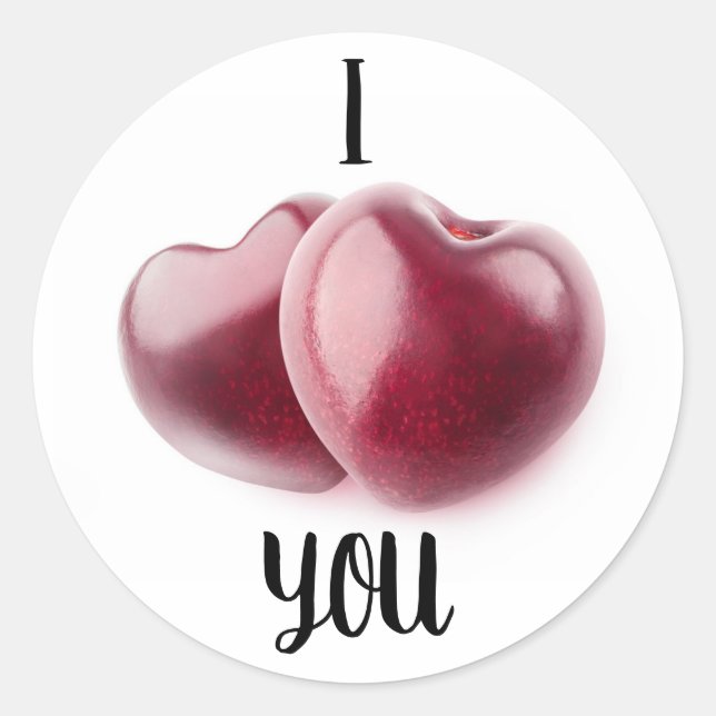Valentine Cherries Runder Aufkleber (Vorderseite)