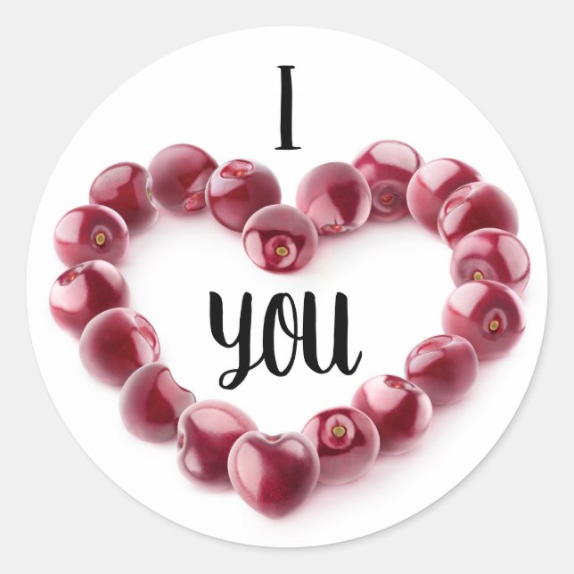 Valentine Cherries Runder Aufkleber (Vorderseite)