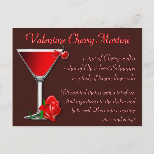 Valentine Cherry Martini Postkarte (Vorderseite)