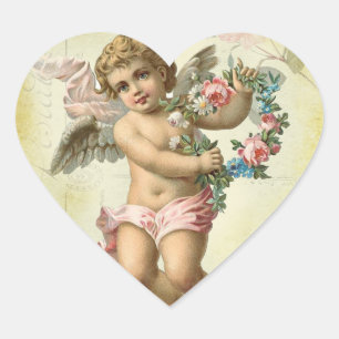 Valentine Cherub Herz-Aufkleber