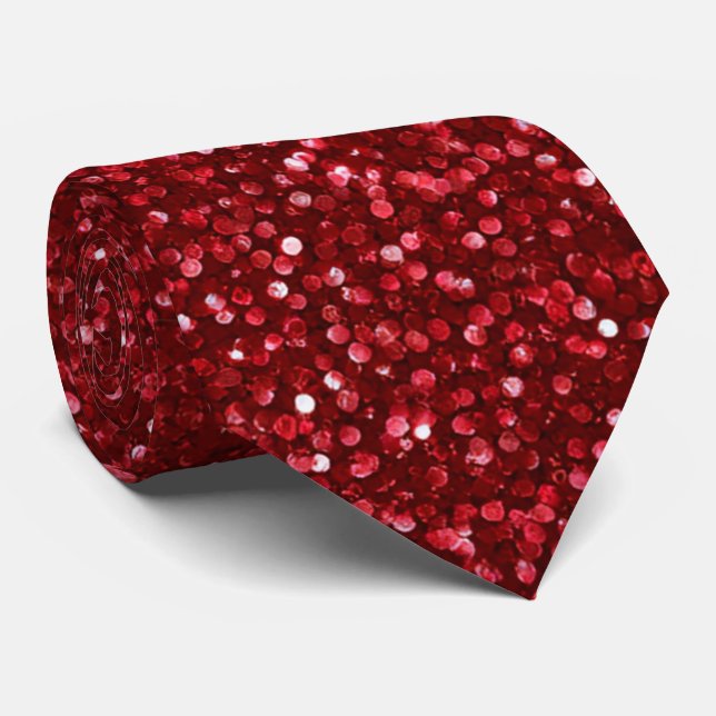 Valentine Classic Trendy Red Glitter Krawatte (Gerollt)