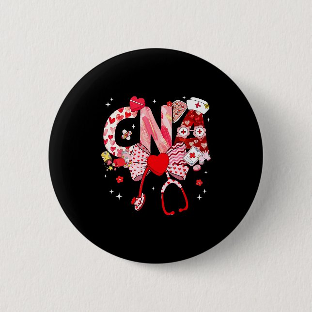 Valentine Cna Nurse Coquette Bow Stethoscope Girl  Button (Vorderseite)