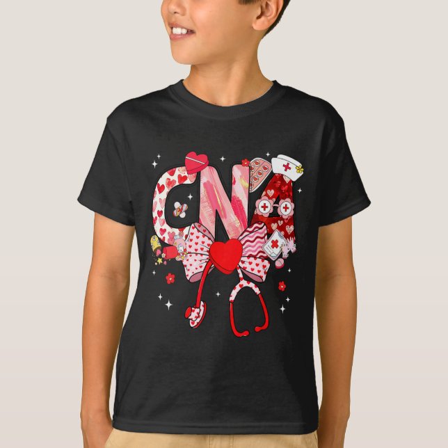 Valentine Cna Nurse Coquette Bow Stethoscope Girl  T-Shirt (Vorderseite)