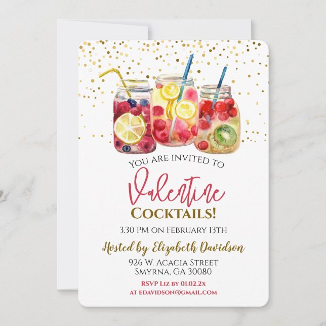 Valentine Cocktail Drinks Party Einladung (Vorderseite)