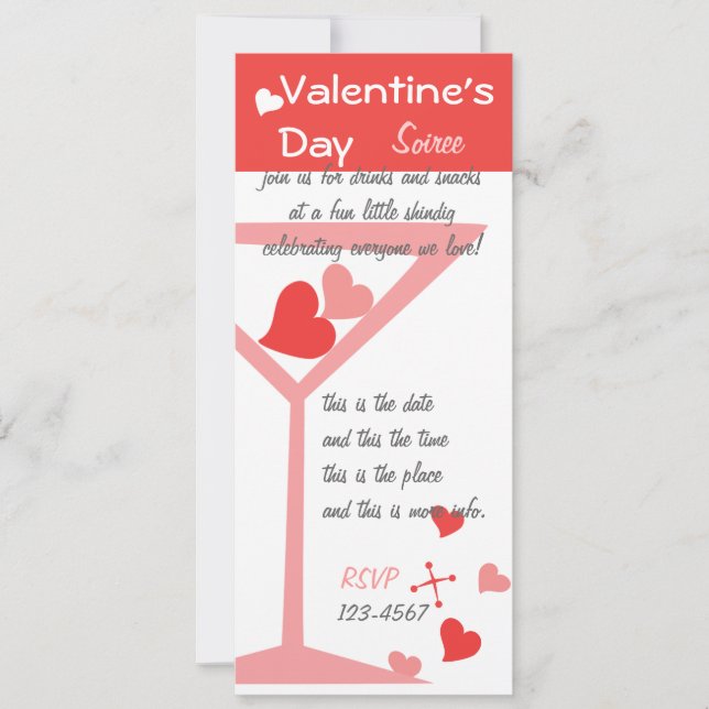 Valentine Cocktails Einladung (Vorderseite)