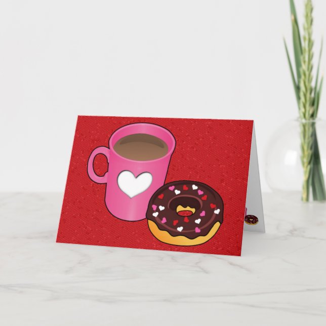 Valentine Coffee and Donut Card Feiertagskarte (Vorderseite)