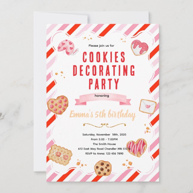 Valentine Cookie Decorating Party Invitation Einladung (Vorderseite)