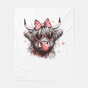Valentine Coquette Bow Heifer Highland Cow Blasen Fleecedecke