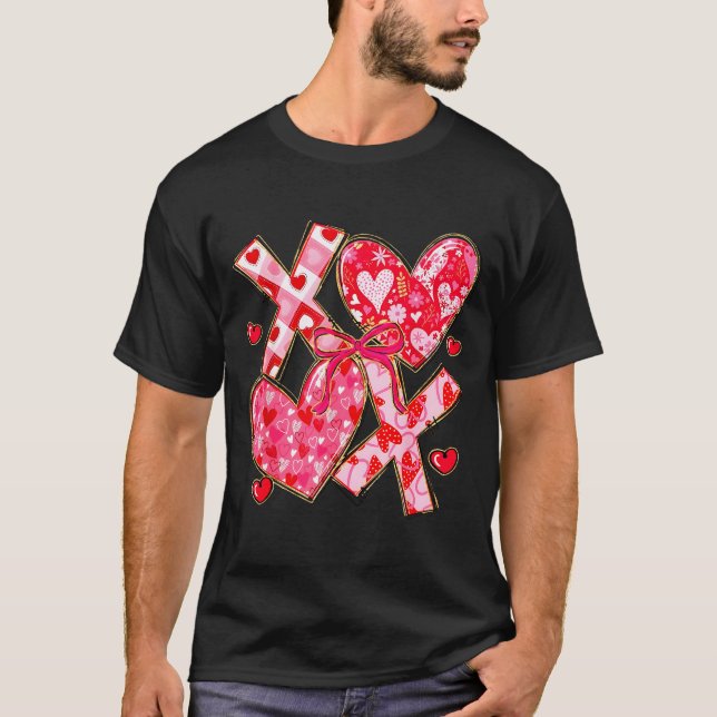 Valentine Coquette Bow Xoxo Hearts Lover Girl Wome T-Shirt (Vorderseite)