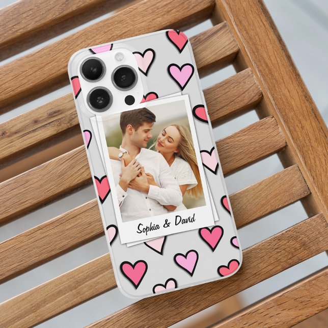Valentine Couple Custom Foto Monogram Heft Shape Case-Mate iPhone Hülle (Von Creator hochgeladen)