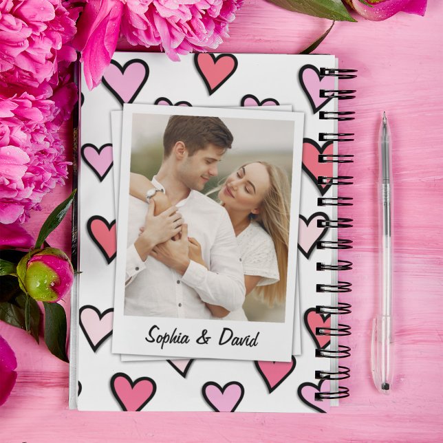 Valentine Couple Custom Foto Monogram Heft Shape Notizbuch (Von Creator hochgeladen)