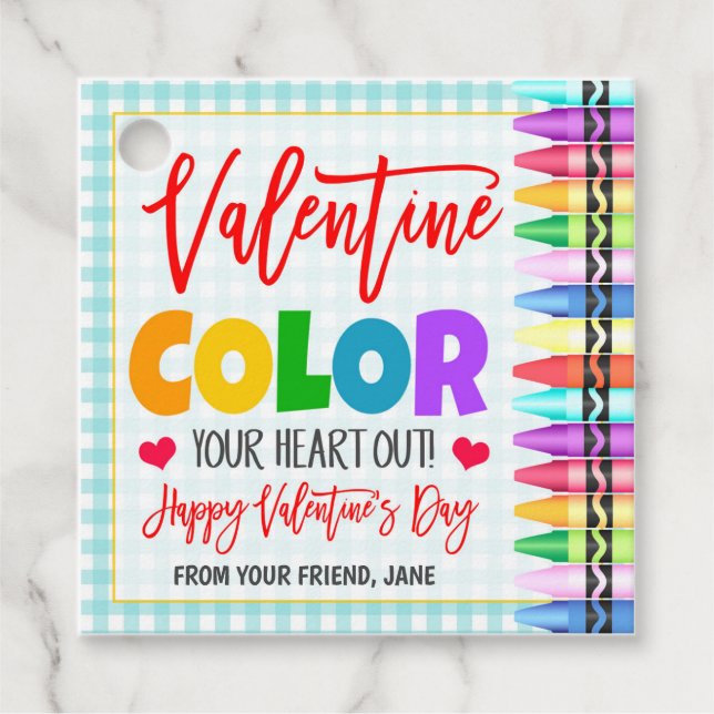 Valentine Crayon Geschenktag Geschenkanhänger (Vorderseite)