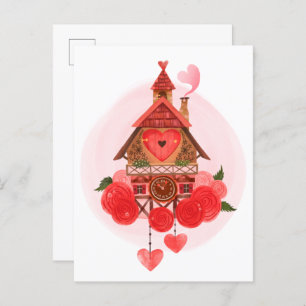 Valentine Cuckoo Uhr Postkarte