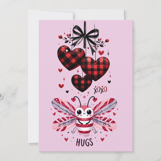 VALENTINE CUDDLE BUG HUGS EINLADUNG (Vorderseite)