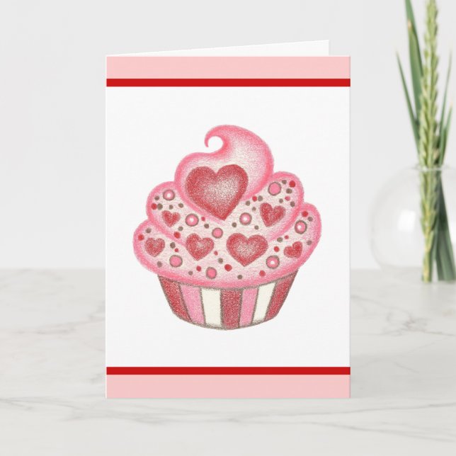 Valentine Cupcake Card Feiertagskarte (Vorderseite)