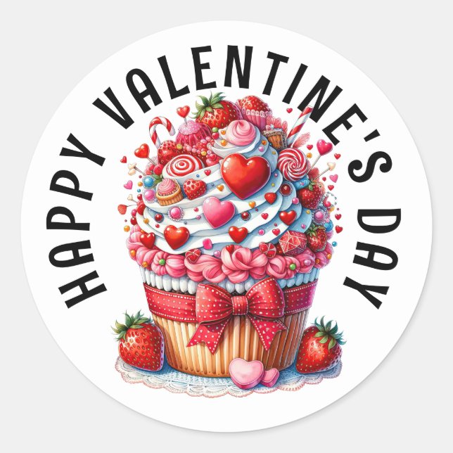 VALENTINE CUPCAKE RUNDER AUFKLEBER (Vorderseite)