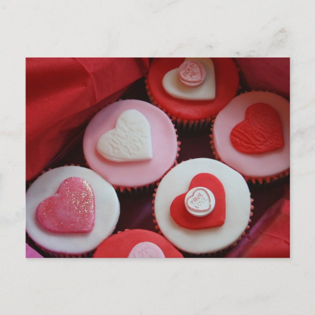 Valentine Cupcakes Feiertagspostkarte (Vorderseite)