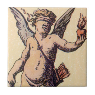 Valentine Cupid Blindgefaltet, Vintage Tarot Card Fliese