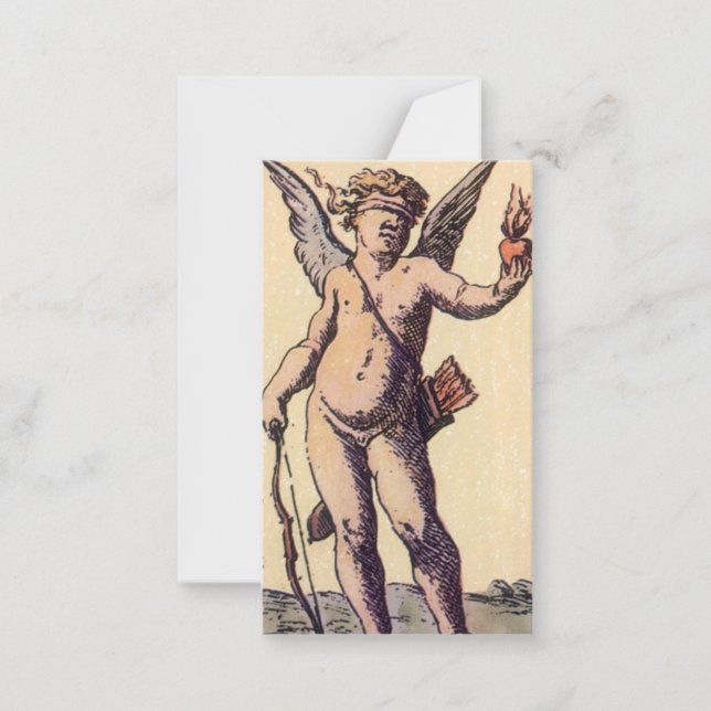 Valentine Cupid Blindgefaltet, Vintage Tarot Card Mitteilungskarte (Vorderseite)