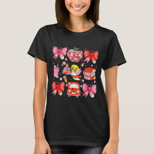Valentine Cupid Kokette Rosa Schleife Apfel Bücher T-Shirt