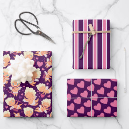 Valentine Cupid Liebe Wrapping Paper Set 3 Geschenkpapier Set