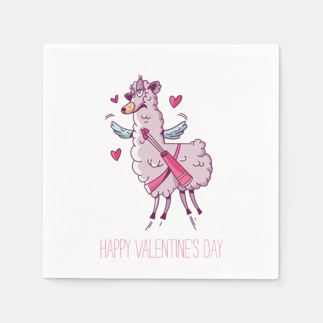 Valentine Cupid Llama Serviette (Vorderseite)