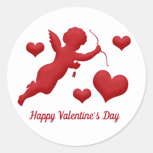 Valentine Cupid Runder Aufkleber (Vorderseite)