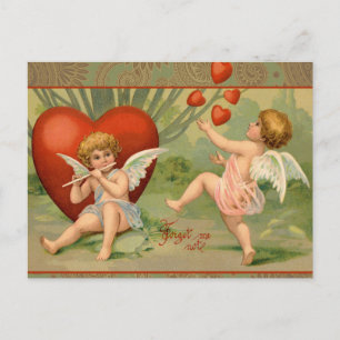Valentine Cupids Liebe Antik Vintag Feiertagspostkarte