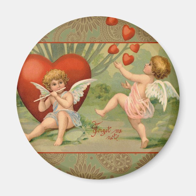 Valentine Cupids Liebe Antik Vintag Magnet (Vorne)