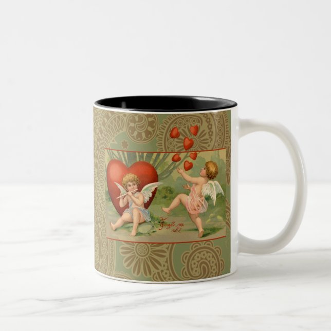 Valentine Cupids Liebe Antik Vintag Zweifarbige Tasse (Rechts)