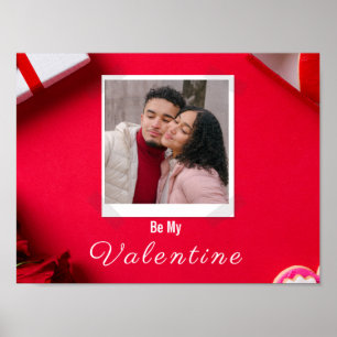 Valentine Customizable Post Card Rot und Weiß Poster