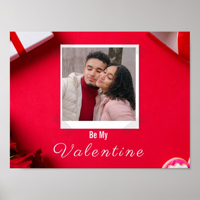 Valentine Customizable Post Card Rot und Weiß Poster (Vorne)