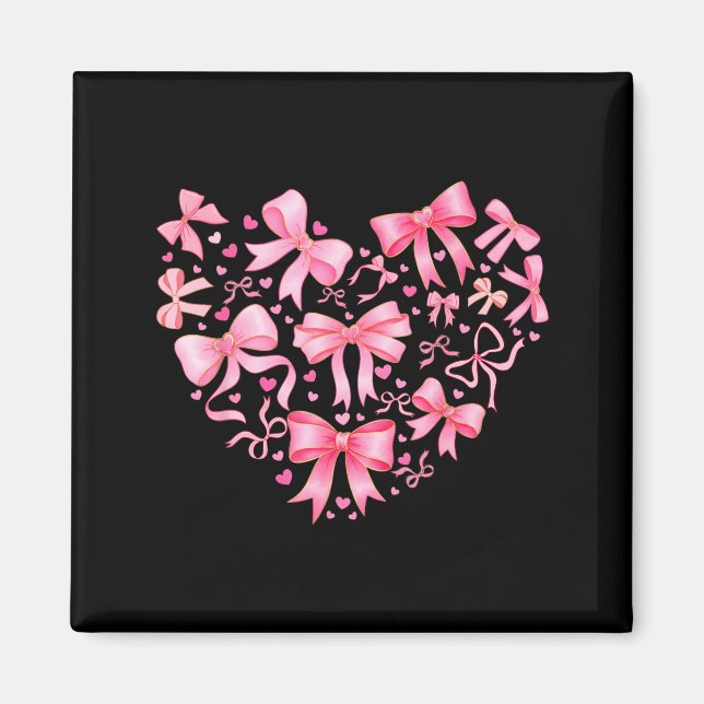 Valentine Cute Coquette Bow Nk Heart Girl Women Ki Magnet (Vorne)