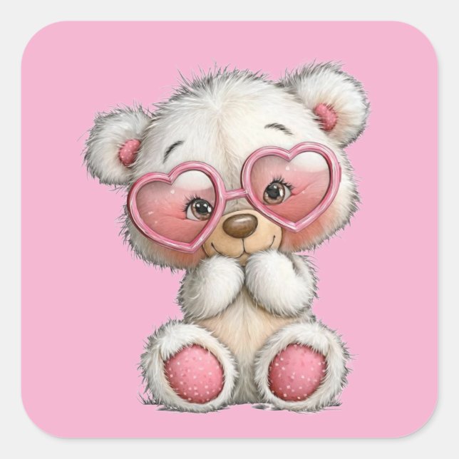 Valentine Cute Teddy Bear 3 Inch Sticker  (Vorderseite)