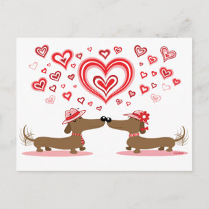 Valentine Dachshunds Feiertagspostkarte