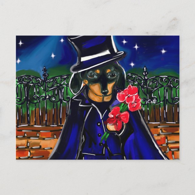 VALENTINE-DACKEL FEIERTAGSPOSTKARTE (Vorderseite)