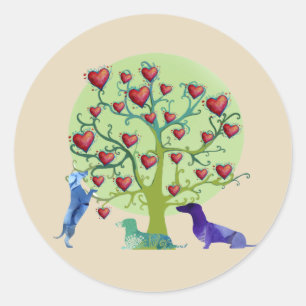 Valentine Dackel Hearts Garden Classic Sticker