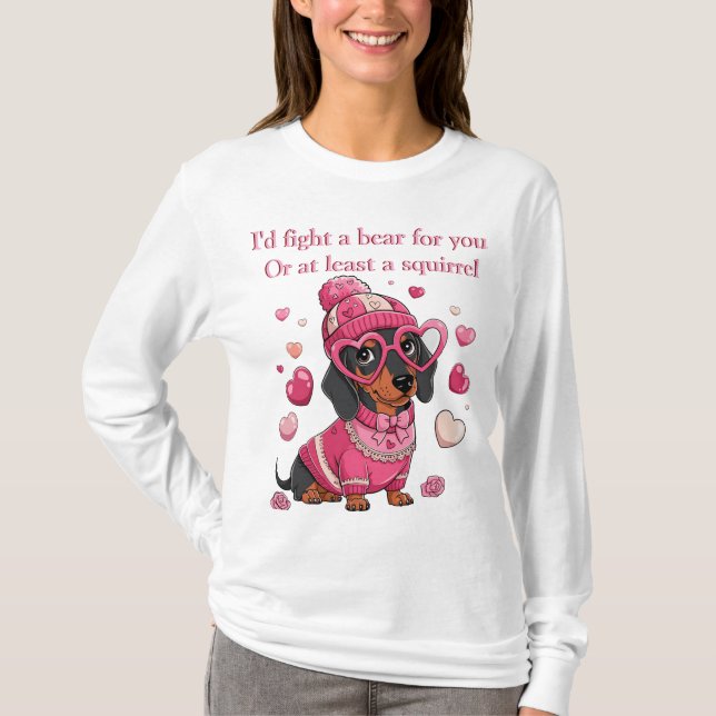 Valentine Dackel Hund T-Shirt (Vorderseite)