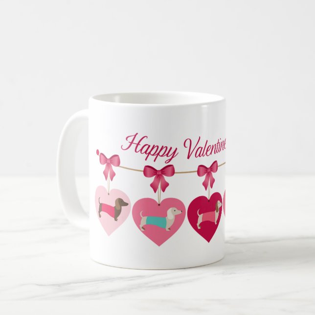 Valentine Dackel Kaffee Tasse Geschenk (Vorderseite Links)