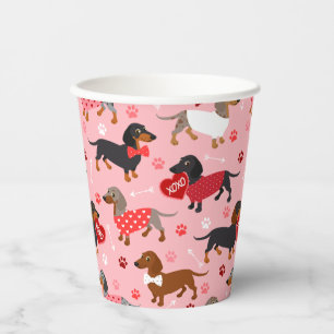 Valentine Dackel Paper Cups Pappbecher
