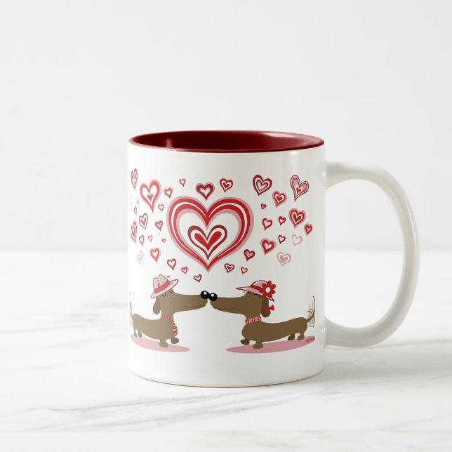 Valentine-Dackeln Zweifarbige Tasse (Rechts)