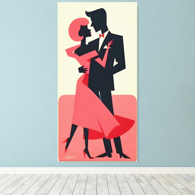 Valentine Dancing Couple Leinwanddruck (Insitu (Holzboden))