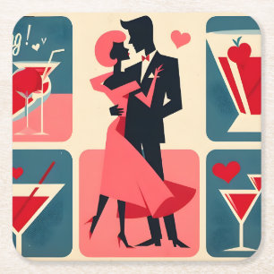 Valentine Dancing Couple Rechteckiger Pappuntersetzer