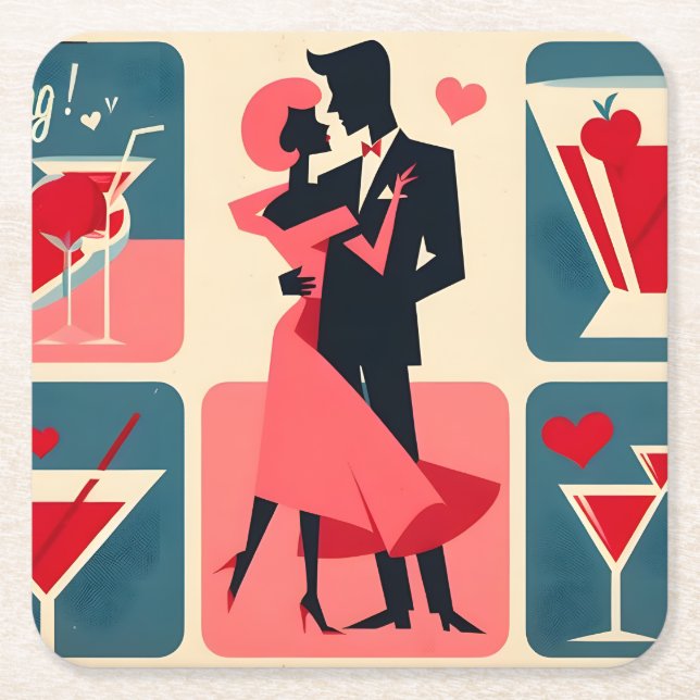 Valentine Dancing Couple Rechteckiger Pappuntersetzer (Vorderseite)