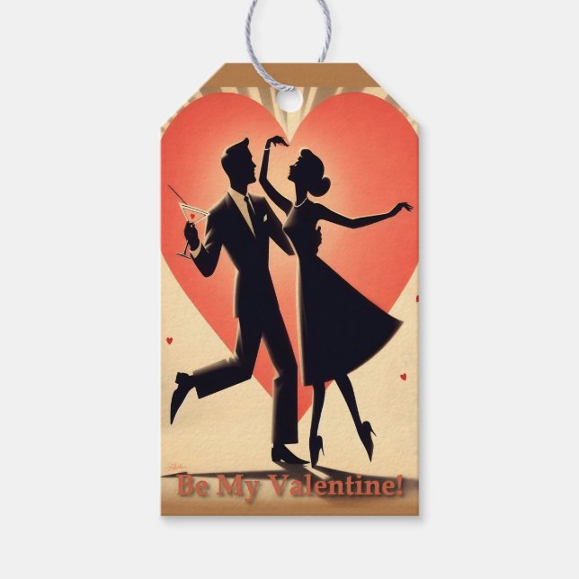 Valentine Dancing Paar mit Martini Geschenkanhänger (Vorderseite)